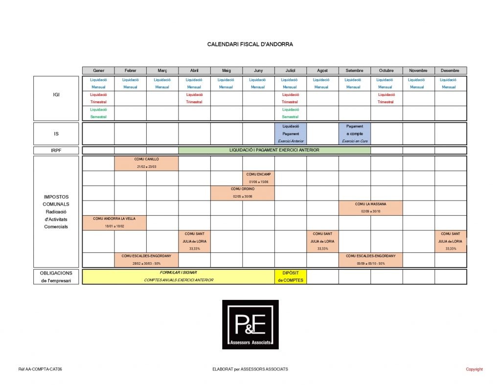 Calendario fiscal andorra